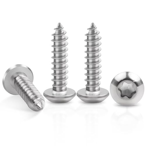 50 Stück Blechschrauben M5 x 16 mm, Leryati Edelstahl Flachkopf mit Scheibe Torx Schrauben, A2 V2A Holzschrauben Linsenkopf Vollgewinde, Selbstschneidende Schrauben Rundkopfschrauben Silber von Leryati