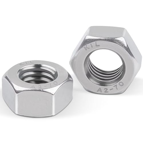 DIN934 Sechskantmutter M5, Leryati 20 Stück Mutter m5 Standard A2 V2A Edelstahl Sechskantmuttern, Hex Nut Edelstahlmutter Muttern Sechskantmuttern, Sechskant Mutter Regelgewinde Mutter von Leryati