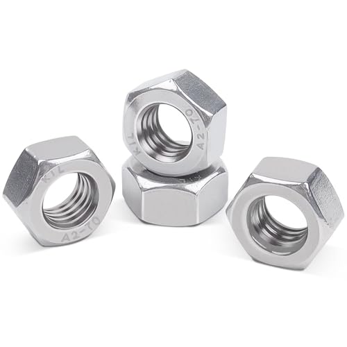 100 Stück Sechskantmutter M6, Leryati DIN934 Mutter m6 Standard A2 V2A Edelstahl Sechskantmuttern, Hex Nut Edelstahlmutter Muttern Sechskantmuttern, Sechskant Mutter Regelgewinde Mutter von Leryati