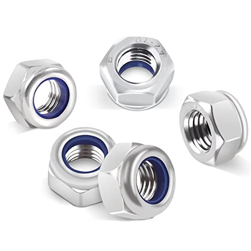 DIN985 50 Stück Sechskantmuttern M5, Leryati Sicherungsmuttern Edelstahl Standard A2 V2A M5 Mutter, Selbstsichernde Muttern Stoppmutter, Sechskant Edelstahlmutter Stoppmuttern Kontermuttern Set DIN985 50 Stück Sechskantmuttern M5, Leryati Sicherungsmuttern Edelstahl Standard A2 V2A M5 Mutter, Selbstsichernde Muttern Stoppmutter, Sechskant Edelstahlmutter Stoppmuttern Kontermuttern Set von Leryati
