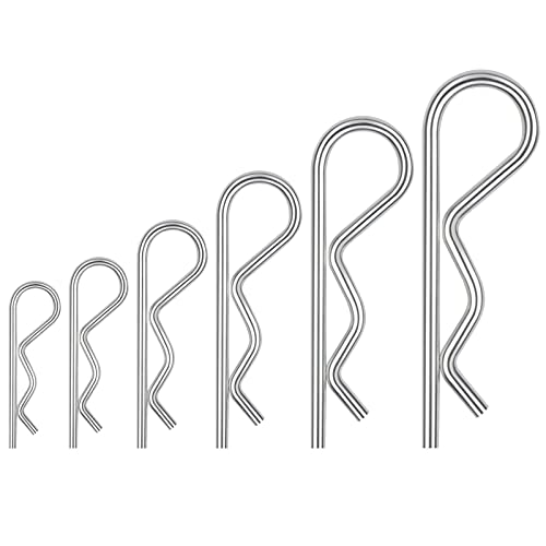 30 Stück Verzinkter RC Clips Splinte, Leryati Splinte Sortiment mit Sortimentskasten, 6 Modelle Splinte Set Sicherungssplint, Splinte Federstecker Set für Autos Gartengeräte Schlepper Rasenmäher von Leryati