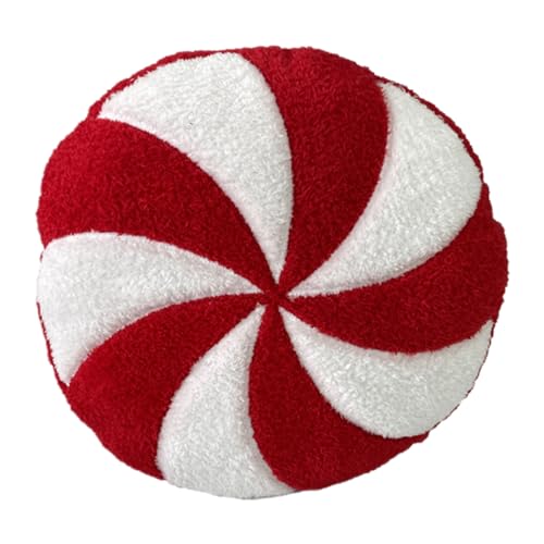 leryveo Christmas Candy Pillow | 3D Creative Peppermint Candy Plush | Creative Red Spiral Lollipop Pillow | Candy Cane Shaped Pillow Home Decor von leryveo