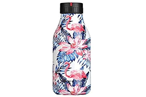 Les Artistes Paris Bottle Up Isolierflasche aus Edelstahl und Polypropylen in der Farbe Palme und Flamingo 500ml, Maße: 7,05cm x 7,05cm x 25,4cm, A-8130 von Les Artistes Paris