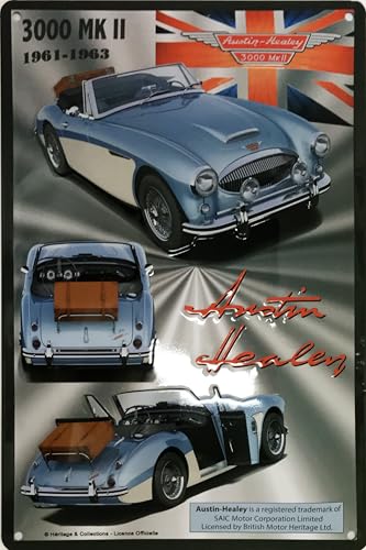 19653RB AUSTIN HEALEY 3000 MKII 1961-1963 Retro Vintage Blechschild 20x30 cm mit 4 Lochung 5mm zur Wandbefestigung | Geschenkidee für Auto Fan Oldtimer von Les Collections Rétro