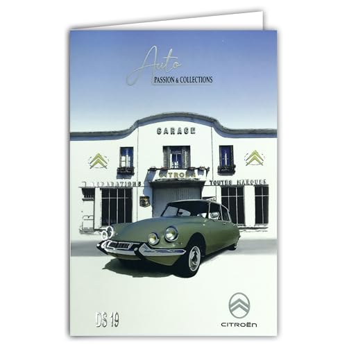 Citroën DS19 Auto Passion Collections Offizielle Lizenz Auto Silber Glänzend Garage – Offene Karte weiß 23 x 17 cm – mit weißem Umschlag 12 x 17,5 cm – Geburtstag Abschied Ruhestand Party von Les Collections Rétro