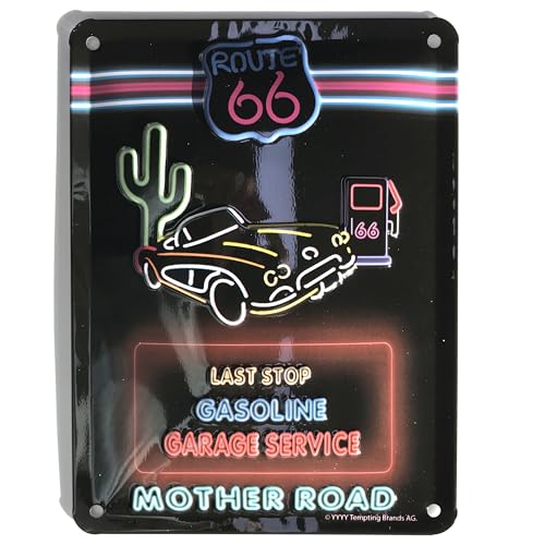 Les Collections Rétro Metallschild, Relief, 20 x 15 cm, Route 66 Last Stop Gasoline Garage von Les Collections Rétro