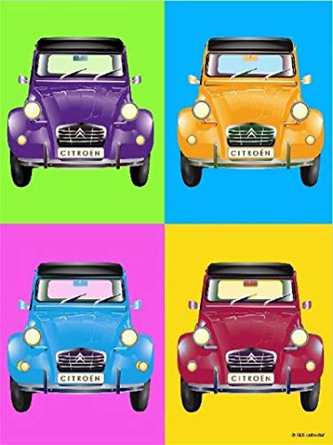 Les Collections Rétro Metallschild, Relief, 40 x 30 cm, Citroën 2CV Wahrol, offizielles Lizenzprodukt und/oder exklusives Design von Les Collections Rétro