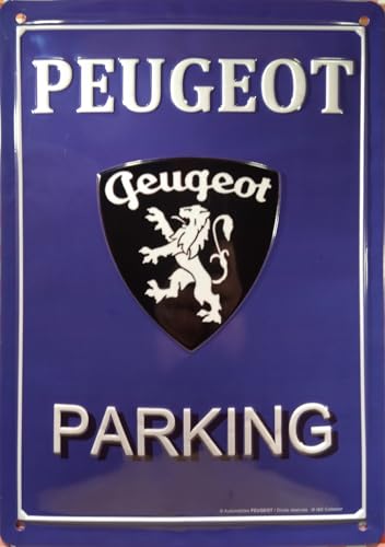 Les Collections Rétro Metallschild Peugeot Parking (30 x 20 cm), Modell in Relief von Les Collections Rétro