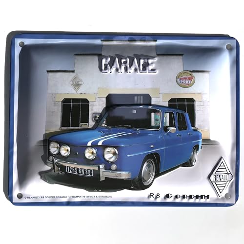 Les Collections Rétro Metallschild R8 Gordini (20 x 15 cm), Relief, Blau von Les Collections Rétro