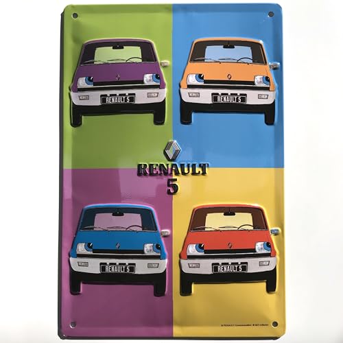 Les Collections Rétro Metallschild Renault 5 Zoll (30 x 20 cm), Reliefmodell von Les Collections Rétro