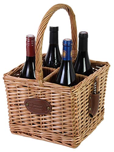 Les Jardins de la Comtesse - Flaschenkorb aus natürlichem Korbgeflecht - Getränk/Wind/Land/Wasser/Soda - 4 Fächer - Picknick-Zubehör - Verkauft mit Korkenzieher 25 x 25 x 40 cm Les Jardins de la Comtesse - Flaschenkorb aus natürlichem Korbgeflecht - Getränk/Wind/Land/Wasser/Soda - 4 Fächer - Picknick-Zubehör - Verkauft mit Korkenzieher 25 x 25 x 40 cm von Les Jardins de la Comtesse