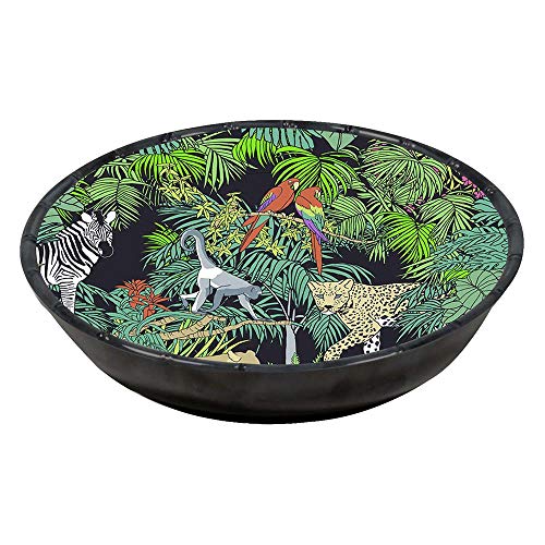 Les Jardins de la Comtesse Großer Suppenteller ideal als Suppenteller oder Pastateller – Melamin – Dschungel – Ø 23 cm – schwarz/grün – Tafelservice aus der Geschirrkollektion MelARTmine von Les Jardins de la Comtesse
