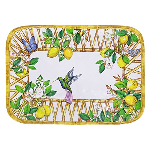 Les Jardins de la Comtesse - Großes Tablett aus reinem Melamin – gelbe Zitronen – großes Tablett für das Tafelservice Capri – Geschirr-Kollektion MelARTmine – 45 x 32 cm von Les Jardins de la Comtesse