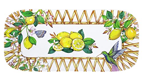 Les Jardins de la Comtesse - Kleines rechteckiges Tablett aus Melamin – gelbe Zitronen – Kuchen/Kuchen – lange Servierplatte – Capri – Geschirr-Kollektion MelarTmine – 37,5 cm von Les Jardins de la Comtesse