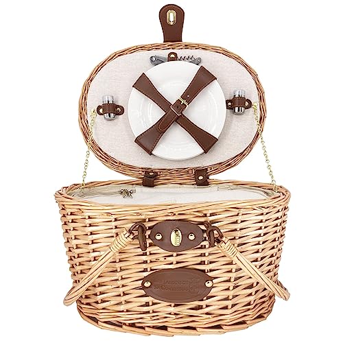 Les Jardins de la Comtesse - Picknickkorb aus Weide Rivoli – Tisch integriert – für 2 Personen von Les Jardins de la Comtesse