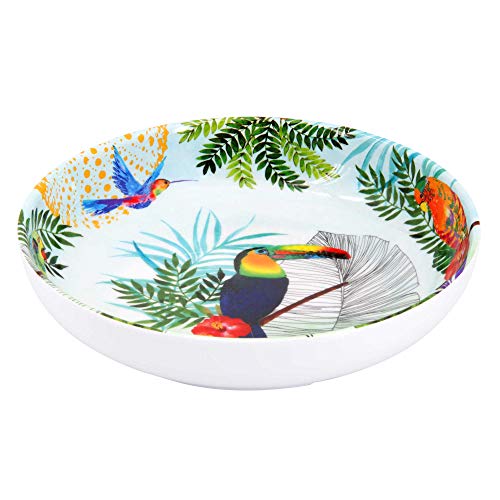 Les Jardins de la Comtesse - Suppen- oder Pastateller - Reines Melamin - Tukanen aus Rio - Ø 20 cm - Multicolor - MelARTmine Quasi-Unbreakable Tableware Collection von Les Jardins de la Comtesse