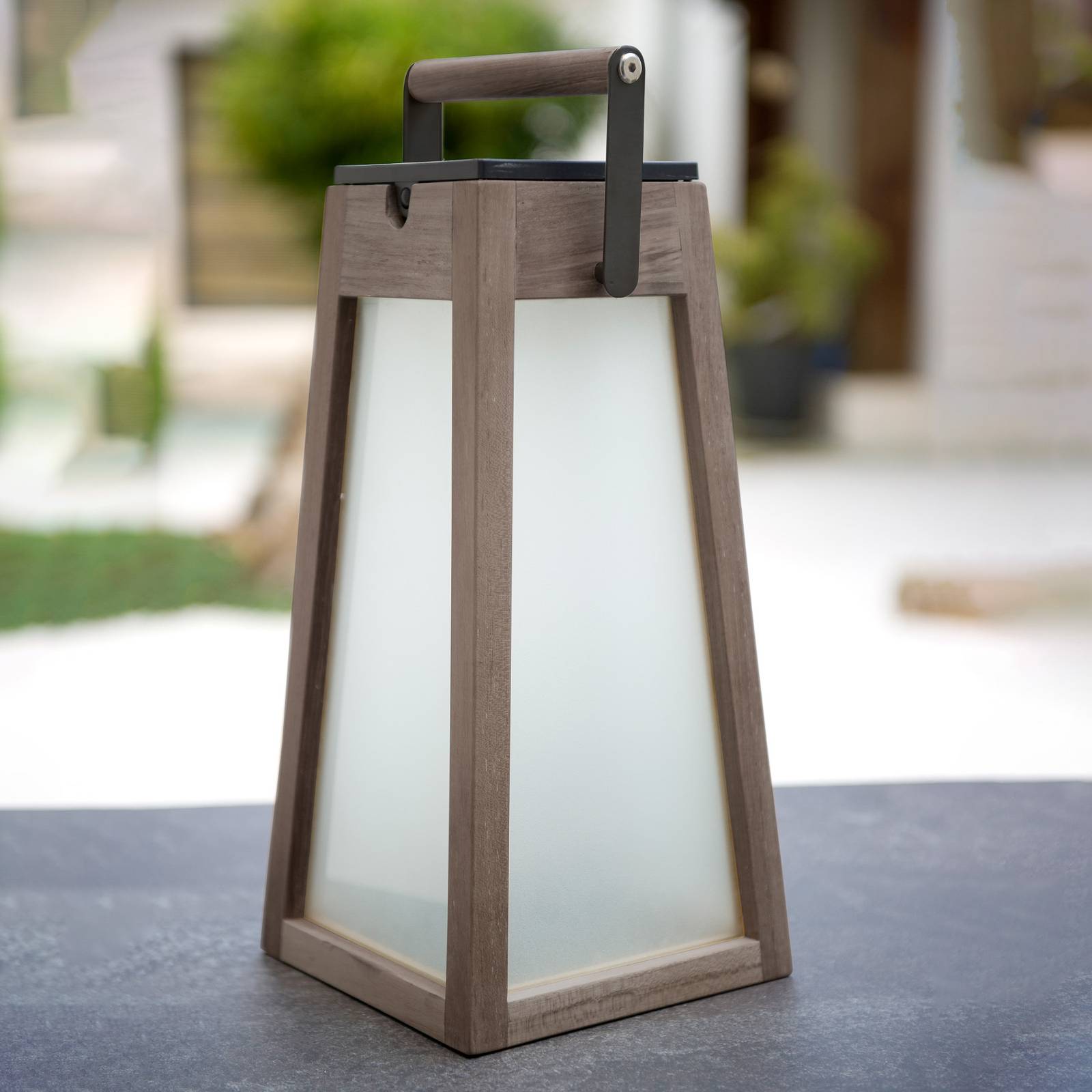 LED-Solarlaterne Tecka, Teakholz Duratec grau 39cm von Les Jardins