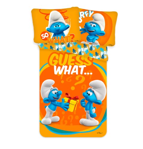 Les Schtroumpfs - Bettwäsche für Babys, Baumwolle, Orange – Bettbezug 100 x 135 cm, Kissenbezug 40 x 60 cm Les Schtroumpfs - Bettwäsche für Babys, Baumwolle, Orange – Bettbezug 100 x 135 cm, Kissenbezug 40 x 60 cm von Les Schtroumpfs