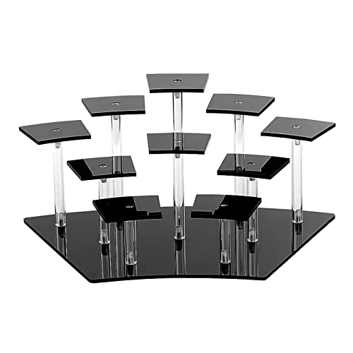 10 Tier Acryl Riser Display Regal Ständer, Display Ständer für Funko Pops Figuren Acryl Riser Schwarz, Ausstellungsständer zur Präsentation von Actionfiguren, Schmuck, Cupcake, Sammlerstücke von Les-Theresa