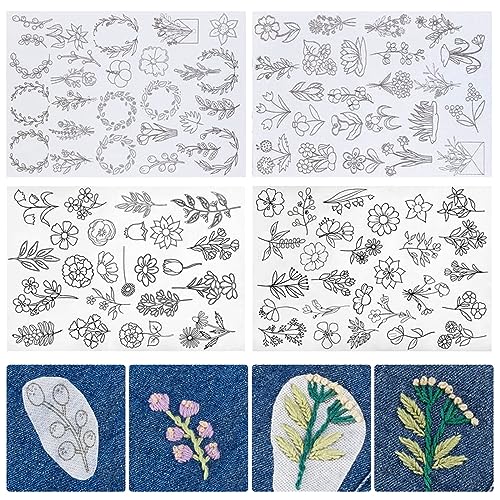 100 Stück Stickvorlagen, Stickvorlagen Wasserlöslich Sticken Vorlagen Stickvlies Wasserlöslich Vorlagen Stabilisatoren zum Handnähen, Sticken für DIY Projekte, Kleidung & Taschen Personalisieren (01) von Les-Theresa