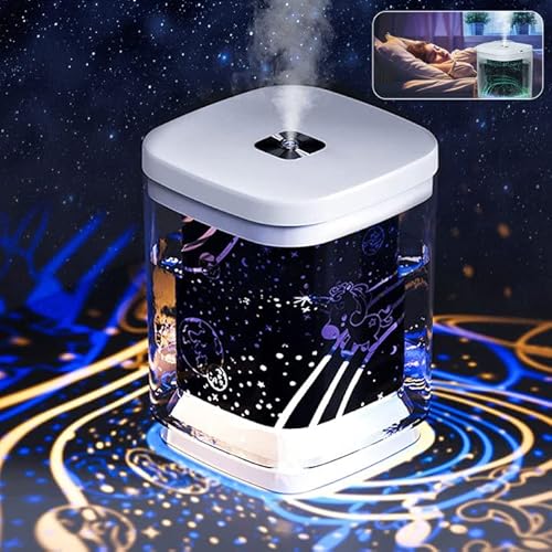 1000ML Luftbefeuchter, Leiser Raumluftbefeuchter mit LED Sternenhimmel Projektor 7 Farben Nachtlicht 5-10H Timer 30dB Top-Fill Humidifier Diffuser für Schlafzimmer Kinderzimmer Pflanzen Büro von Les-Theresa