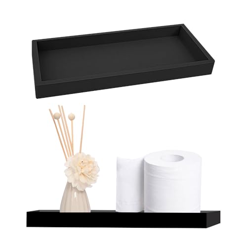 2 Stück Badezimmer Tablett Schwarz, Tablett Schwarz Rechteckig Bad Tablett Schwarz Badezimmer Tablett Waschtisch Tablett Badezimmer Ablagetablett Bad, für Seife, Handtuch (S) von Les-Theresa