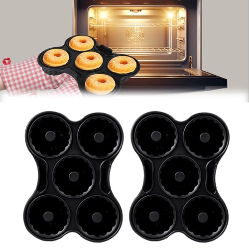 2 Stück Donut Einsatz Airfryer, 5 Kammer Donuts Backform Heißluftfritteuse Donuts Backform Silikon BPA Frei Wiederverwendbarer Donutform Heißluftfritteuse, Kompatibel mit Ninja Dual Zone Airfryer von Les-Theresa