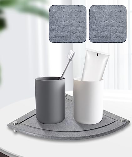 3 Stück Wasserabsorbierende Kieselgur-untersetzer, Abtropfstein Kieselgur Seifenschale Kieselgur Schnelltrocknende Stein-Spülbecken-Tablett, für Seife, Schwamm, Zahnbürstenbecher, Dunkelgrau von Les-Theresa