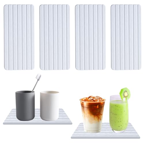 4 Stück/Set Kieselgur Tablett, 31 * 10 * 0.8cm Wasserabsorbierende Kieselgur-untersetzer Diatomit Untersetzer Kieselgur Seifenschale, Schnelle Wasseraufnahme, für Handseife, Becher, Seife (Weiß-L) von Les-Theresa