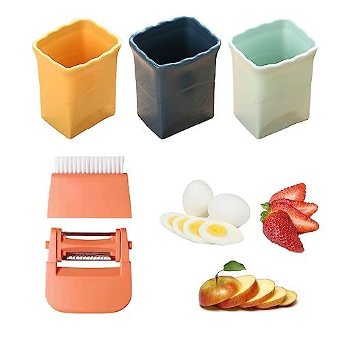 4 Stück Tassenschneider, Cup Slicer Obst Küchenhelfer Erdbeerschneider Erdbeere Cutter Bananenschneider Edelstahl, Tassenschneider Eierschneider, Salatgadget für Eier Schinken Erdbeere Banane von Les-Theresa