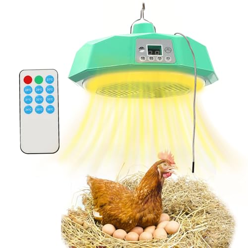 500W Wärmelampe Hühnerstall, Wärmeplatte Küken mit Fernbedienung 230V Wärmelampe Kükenaufzucht Automatischer Temperaturregelung, Intelligente Heizlampe für Küken, für Farm Haus Tierheizung von Les-Theresa