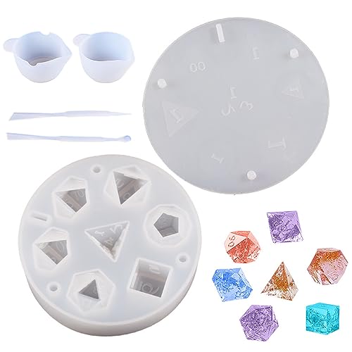 7 Formen Silikonformen DND Würfel, DND Würfelformen Epoxidharz Würfelform Resin Silikonform Würfel Würfelformen Silikon, Polyeder, 3D-Form, Spielwürfel mit Buchstaben, für Rollenspiele, Tischspiele von Les-Theresa