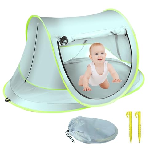 Baby Strandzelt Pop Up, UV-Schutz UPF 50+ Strandmuschel Pop-up Sonnenschirm Sun Shade Shelter für Kleinkind Einfacher Aufbau Strandschirm Baby für Strand, Reisen, Wandern, Camping, Angeln (Blau) von Les-Theresa