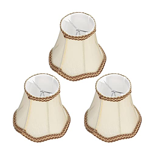 Les-Theresa 3Pcs E14 Clip On Lampenschirm Stoff Lampenschirm Indoor Modern Candle Kronleuchter Lampenschirm für Home Hall Hotel Gold von Les-Theresa