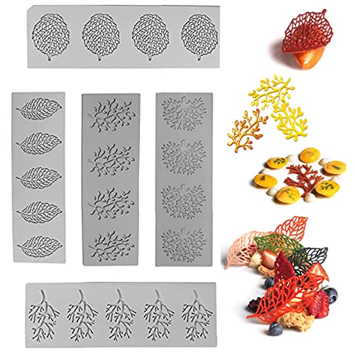 Les-Theresa 5 Stück Blatt-Silikonform, BPA-frei, Süßigkeiten-Silikonform, Schokoladenform, Spitze, Silikonform zum Backen, Harz, Seife, Süßigkeiten, Basteln, Kuchendekoration, Küche von Les-Theresa