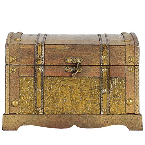 Les-Theresa Holz Schatztruhe Retro Gold Antik Professionelle Shooting Requisiten Aufbewahrungsbox Geschenk Dekor von Les-Theresa