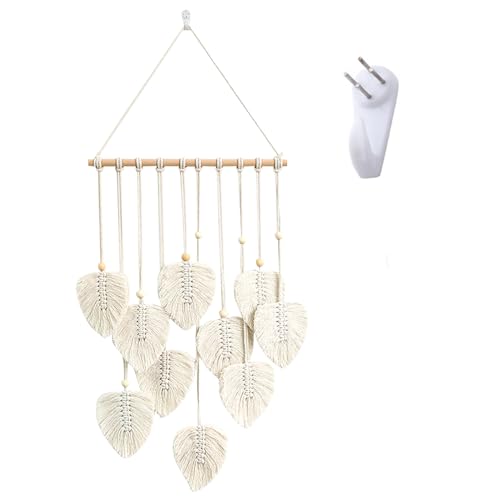 Makramee Wandbehang, Boho Deko Wand Makramee Makramee Blätter Wandbehang Wandteppich Blätter, Dekorationen für Außen, Innen, Wohnzimmer, Schlafzimmer, Hochzeit Dekor Geschenke (Beige) von Les-Theresa