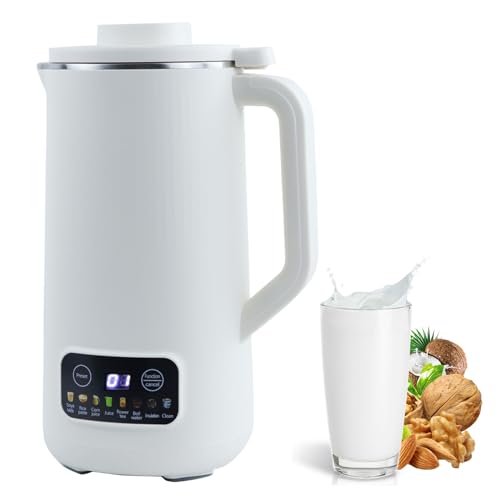 Sojamilch Hersteller Maschine, 600ml Sojamilchmaker Beheizbare Multifunktions Sojamilchmaschine 10 Leistungsstarke Klingen Kopf, Mandelmilch Sojamilch für Nüsse, Sojabohnen, Reis, Getreide (Weiß) von Les-Theresa