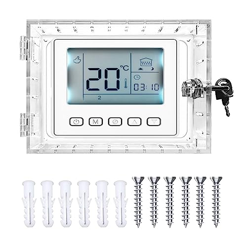 Thermostatschutz, Thermostat Guard Cover mit Schlüssel Thermostat Schutzhülle Zuhause Thermostat Schutzabdeckung Transparente Thermostat Schloss, Thermostat Cover für Zuhause, Schlafzimmer (1) von Les-Theresa