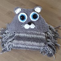 Gehäkelte Katzendecke Kätzchen Schmusetuch Für Kinder Kuscheltier Mit Kapuze Grau Verschiedene Texturen Sehr Weiches Gemütliches Kissen von LesCreationsManon