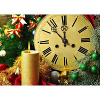 Laminiertes Tischset Weihnachtsuhr Silvester von LesSetsDeMarion