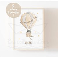 Baby-Namensposter A4 | 21x29, 7cm Oder 13x18cm Aquarell Waschbär Heißluftballon Kinderzimmer Deko Personalisiertes Geburtsposter Baby-Namensposter A4 | 21x29, 7cm Oder 13x18cm Aquarell Waschbär Heißluftballon Kinderzimmer Deko Personalisiertes Geburtsposter von LesVoilesDeLeon