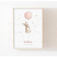 Ballon Hase Geburt Poster 30x40cm Wanddeko Kinderzimmer Aquarell Illustration Baby Tiere Wald Himmel Sterne Ballon Hase Geburt Poster 30x40cm Wanddeko Kinderzimmer Aquarell Illustration Baby Tiere Wald Himmel Sterne von LesVoilesDeLeon
