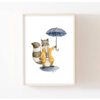 Kinderillustration A4/13x18, Aquarell Meereswaschbär, Wanddekoration Babyzimmer, Tierplakat, Mädchen Junge Plakat Kinderillustration A4/13x18, Aquarell Meereswaschbär, Wanddekoration Babyzimmer, Tierplakat, Mädchen Junge Plakat von LesVoilesDeLeon