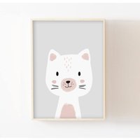 Kinderposter Katze A4/13x18cm, Geschenkidee Zur Geburt Kinderzimmer Baby, Wandposter Pastell Tiere Kätzchen Grau Rosa Blau Kinderposter Katze A4/13x18cm, Geschenkidee Zur Geburt Kinderzimmer Baby, Wandposter Pastell Tiere Kätzchen Grau Rosa Blau von LesVoilesDeLeon