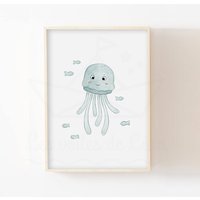 Qualle Kinderplakat 30x40cm Aquarellplakat Meerestiere Meer Wanddekoration Babyzimmer Geschenkidee Neugeborene Geburt Qualle Kinderplakat 30x40cm Aquarellplakat Meerestiere Meer Wanddekoration Babyzimmer Geschenkidee Neugeborene Geburt von LesVoilesDeLeon