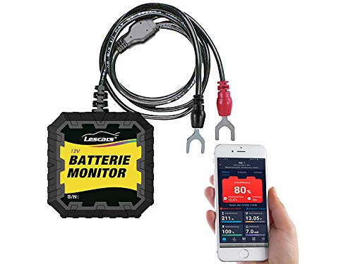 Lescars Batteriewächter 12V: Kfz-Batterietester und -Wächter für 12 Volt, mit Bluetooth & App, IP65 (Batterietester 12V, Kfz Batterie Wächter, Batteriemessgerät) von Lescars