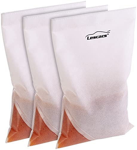 Lescars Silica Gel Auto: Wiederverwendbarer Auto-Entfeuchter mit 100 ml Wasseraufnahme, 3er-Set (Trockenmittel für Innenraum, Silica Gel Beutel, Windschutzscheibe) von Lescars