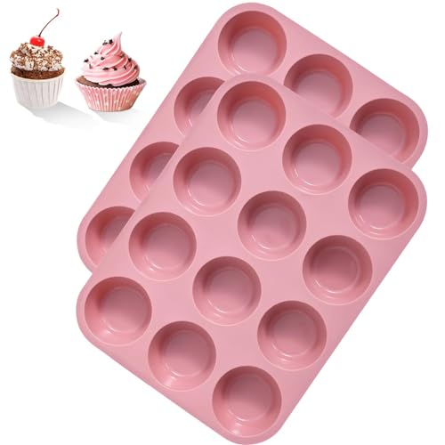 2 Stück Mini Muffinform Silikon für 12 Muffins - Silikon Muffinförmchen BPA Frei mit Antihaftbeschichtung, Leicht zu Lösen - Wiederverwendbare Muffinblech Leicht zu Reinigen, Spülmaschinenfest (Rosa) 2 Stück Mini Muffinform Silikon für 12 Muffins - Silikon Muffinförmchen BPA Frei mit Antihaftbeschichtung, Leicht zu Lösen - Wiederverwendbare Muffinblech Leicht zu Reinigen, Spülmaschinenfest (Rosa) von Leseed