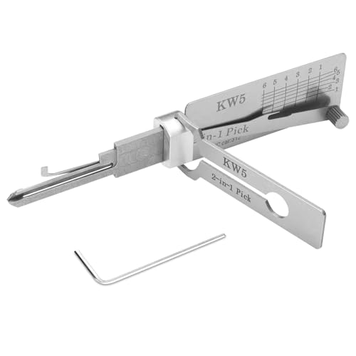 Kw5 2-in-1 Dietrich- und Decoder-Werkzeug, Eisen-Master-Schlüssel-Decoder, professionelles Schlosser-Werkzeug, Autoschlüssel-Lesegerät, Edelstahl-Auto-Lock-Picking-Kit für Anfänger von Leseogye